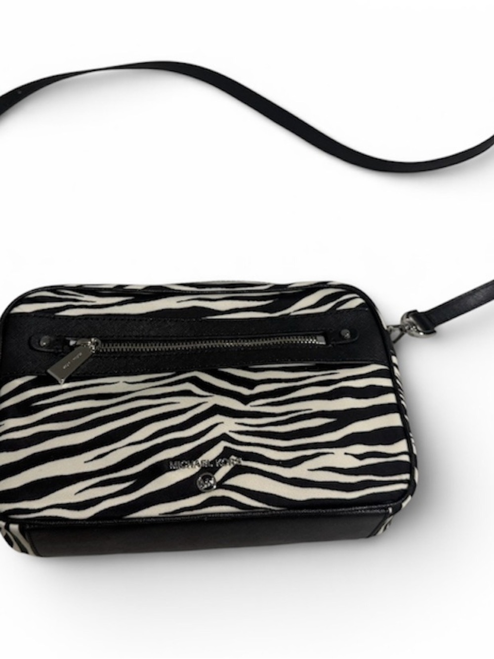 Michael Kors Black & White Zebra Print Crossbody Bag